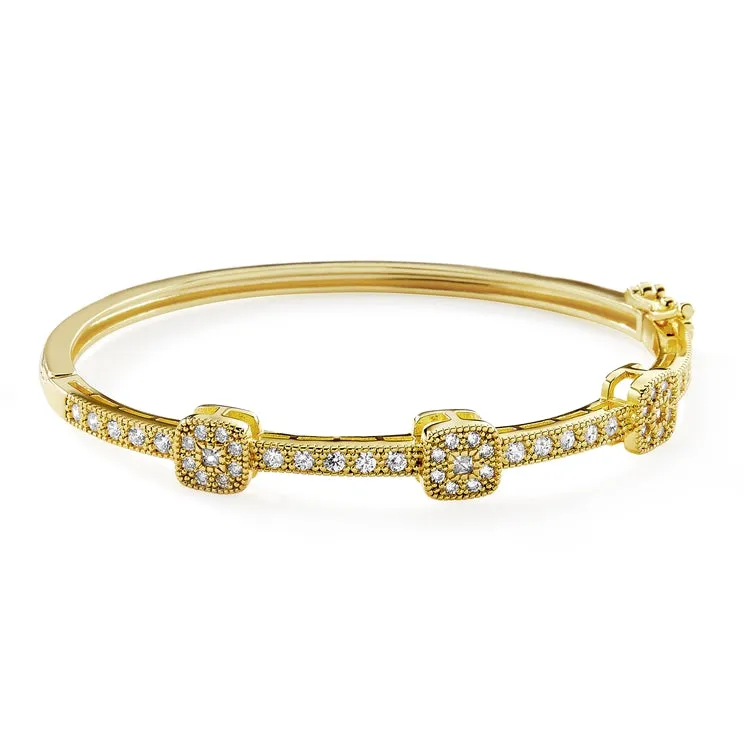 Gold Vintage Cubic Zirconia Bangle