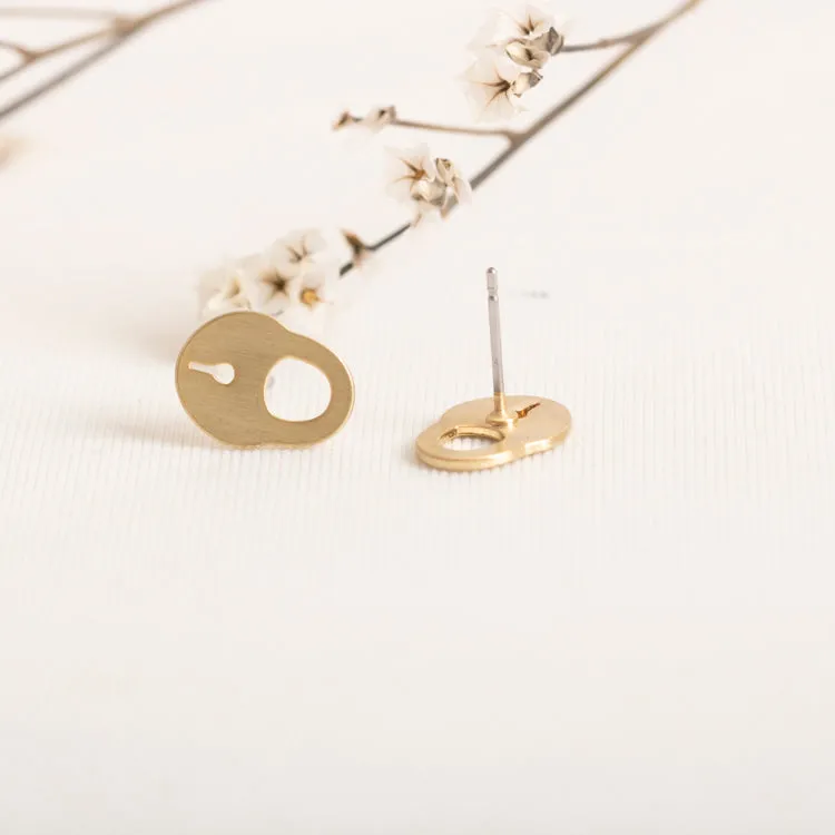 Gold Vintage Surreal Lock Earrings