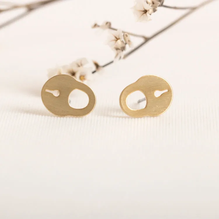 Gold Vintage Surreal Lock Earrings
