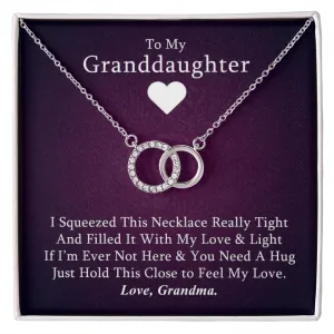 Granddaughter - Hugs Forever | 14k White Gold Interlocked Circles Necklace