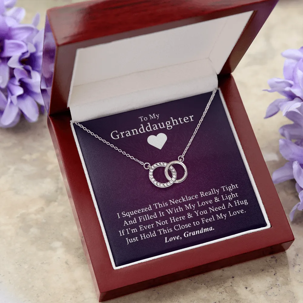 Granddaughter - Hugs Forever | 14k White Gold Interlocked Circles Necklace