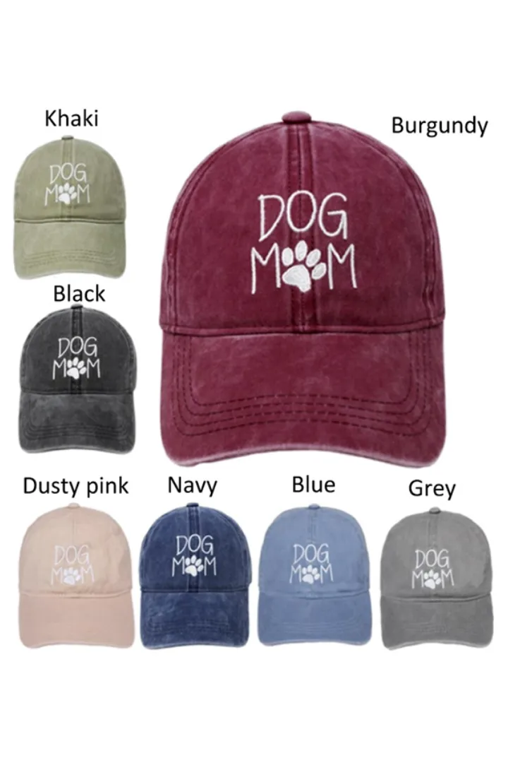 GWCAP256L - "Dog Mom Embroidery Vintage Wash Baseball Cap