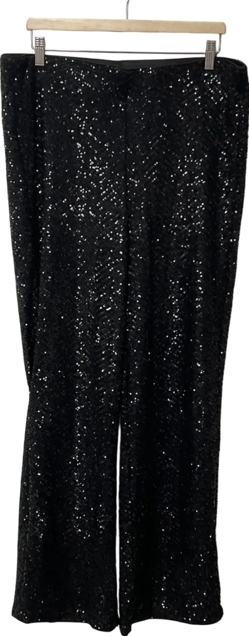 H&M Black Sequined Trousers UK XL