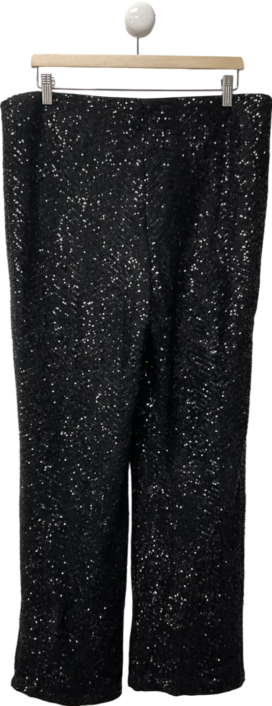 H&M Black Sequined Trousers UK XL