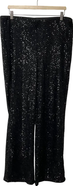 H&M Black Sequined Trousers UK XL