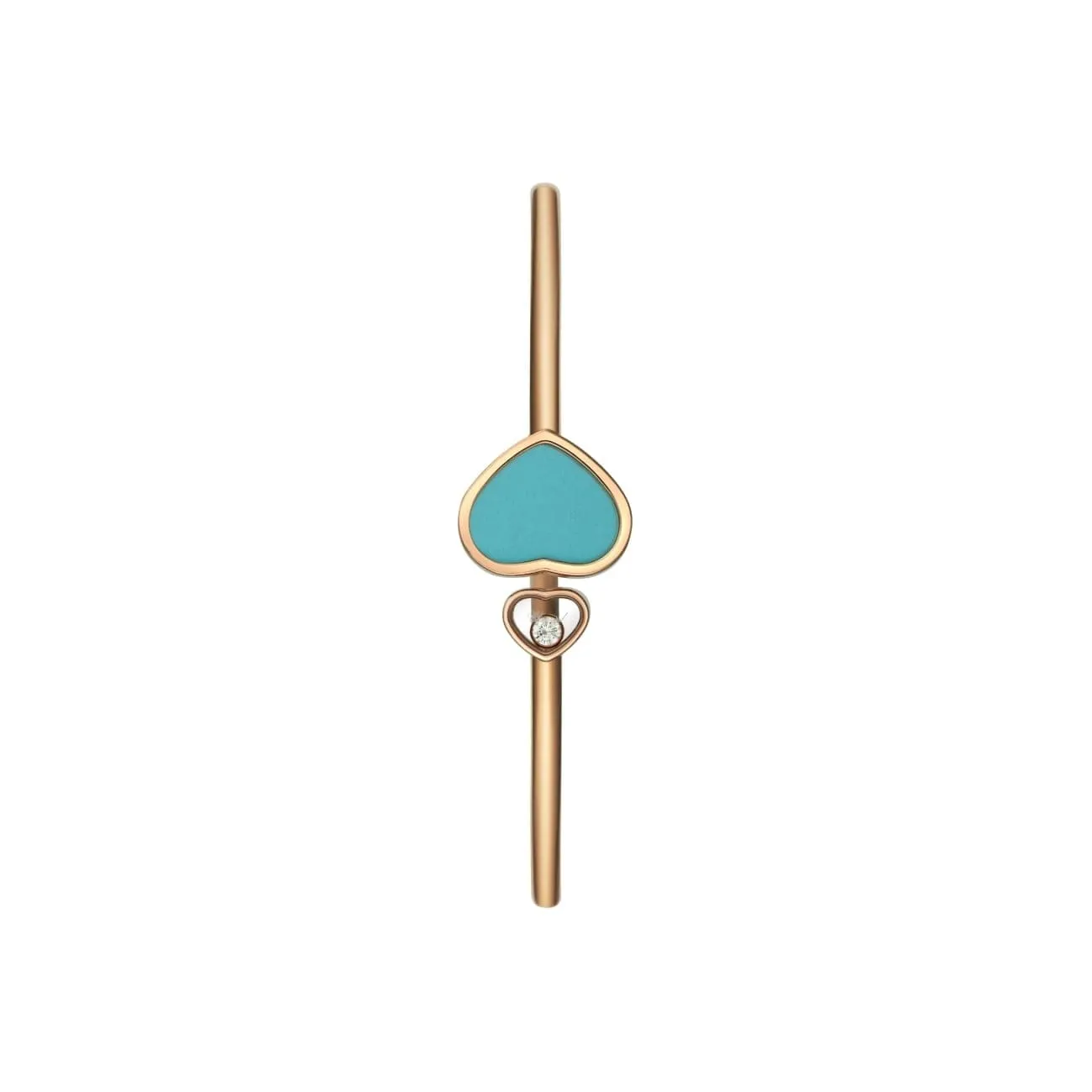 Happy Hearts Ethical Rose Gold Diamond Turquoise Stone Bangle Bracelet