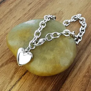 Heart Charm Stainless Steel Bracelet