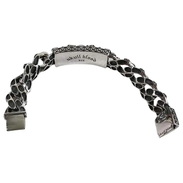 Heavy Stack Skull Sterling Silver Biker ID Bracelet