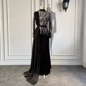 High Neck Luxury Beaded Crystals Women Formal Party Gowns