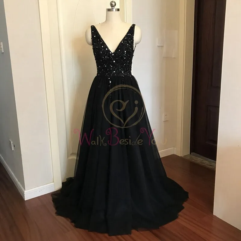 High Split Tulle Sweep Train Sleeveless Gown