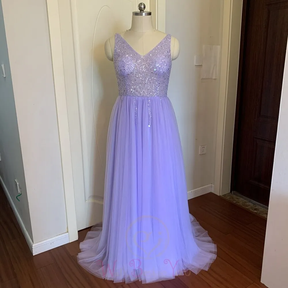 High Split Tulle Sweep Train Sleeveless Gown