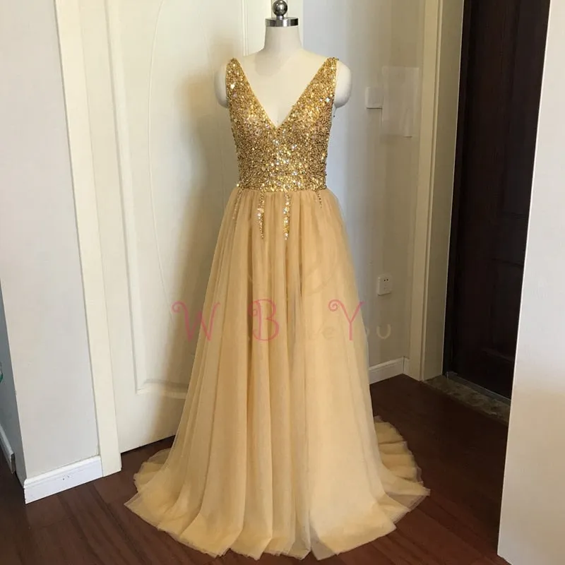 High Split Tulle Sweep Train Sleeveless Gown