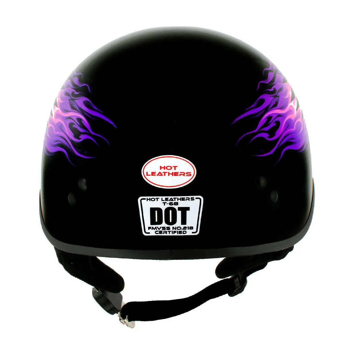 HLD1007 'Black Out Eagle' Gloss Black Motorcycle DOT Skull Cap Half Helmet for Men and Women Biker