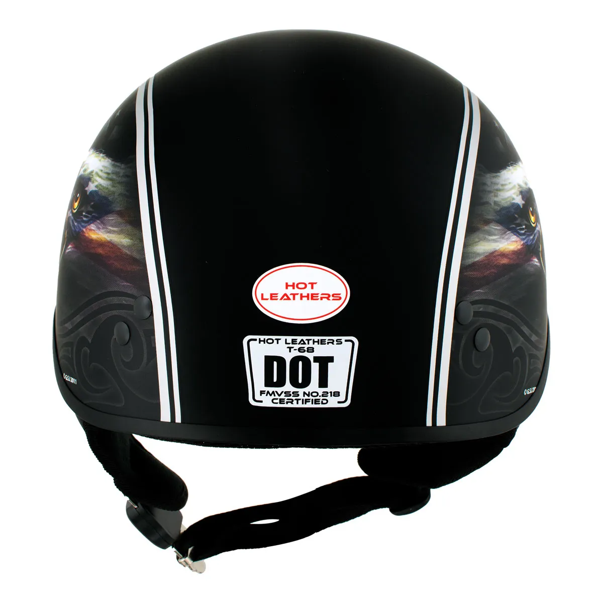 HLD1023 'V-Twin Eagle' Flat Black Motorcycle DOT Skull Cap Half Helmet for Men and Women Biker
