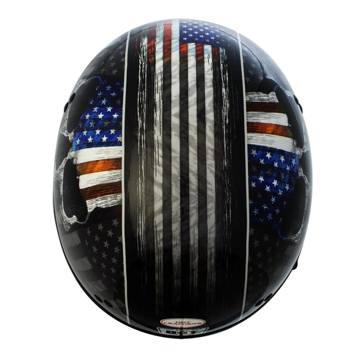 HLD1042 Gloss Black 'Warrior Bullet' Advanced DOT Approved Skull Half Helmet for Men and Women Biker