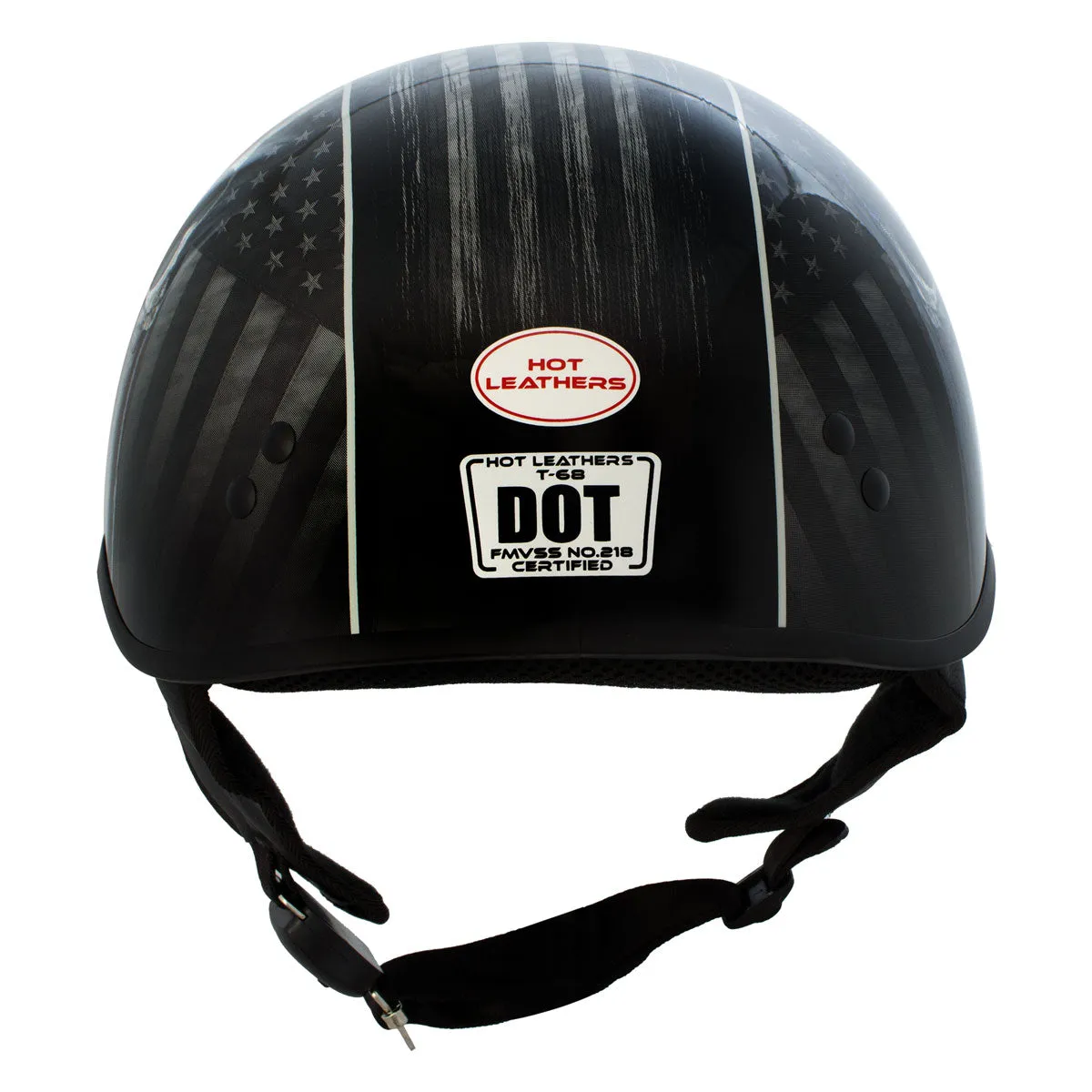 HLD1042 Gloss Black 'Warrior Bullet' Advanced DOT Approved Skull Half Helmet for Men and Women Biker
