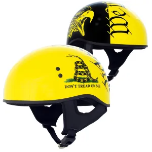 HLD1046 Gloss Black and Yellow 'We The People' Advanced DOT Skull Half Helmet for Men and Women