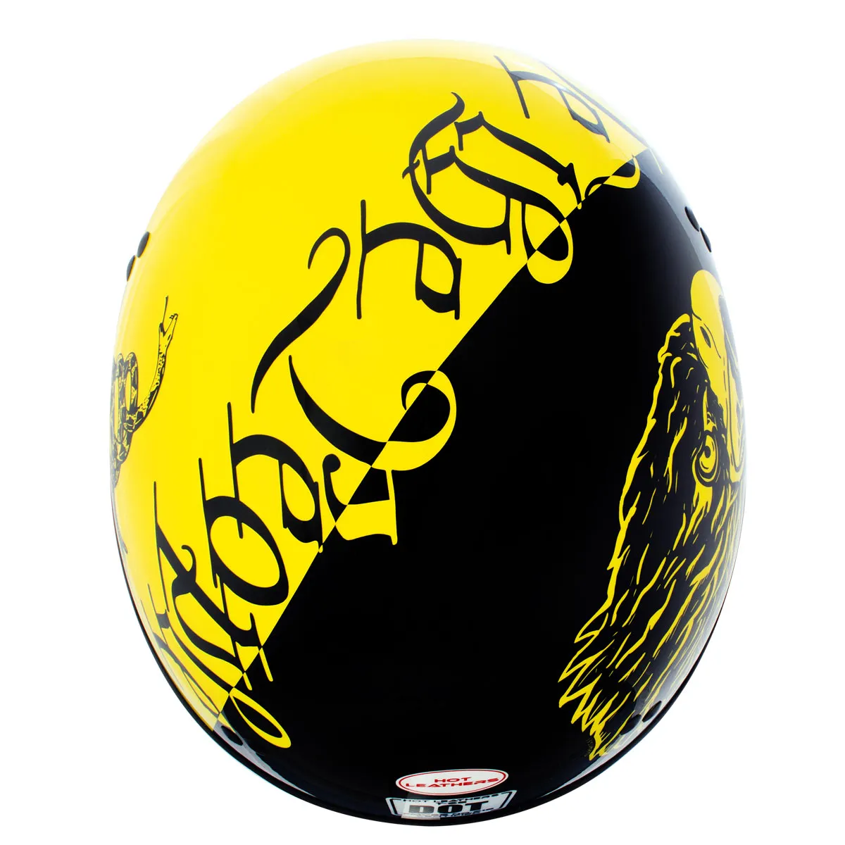 HLD1046 Gloss Black and Yellow 'We The People' Advanced DOT Skull Half Helmet for Men and Women