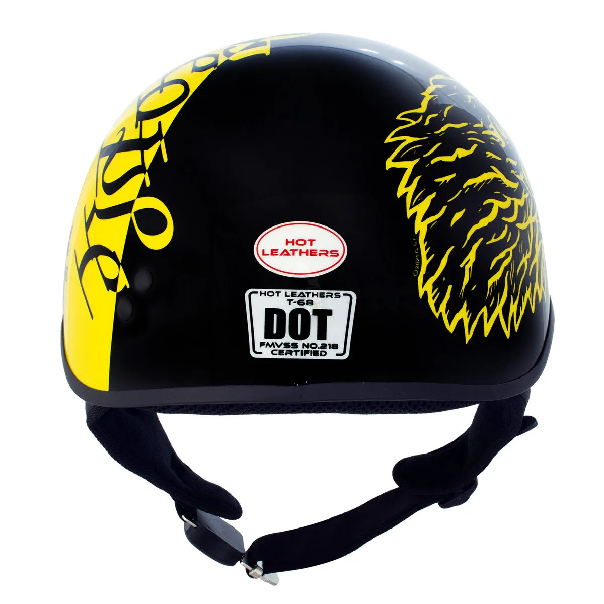 HLD1046 Gloss Black and Yellow 'We The People' Advanced DOT Skull Half Helmet for Men and Women