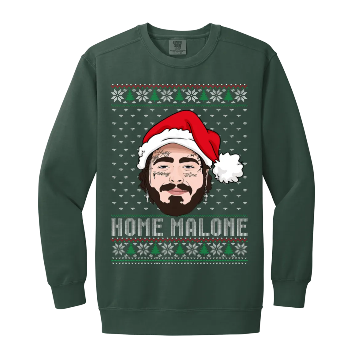 Home Malone Comfort Colors Crewneck Sweatshirt – Post Malone & Home Alone Inspired Ugly Christmas Sweater