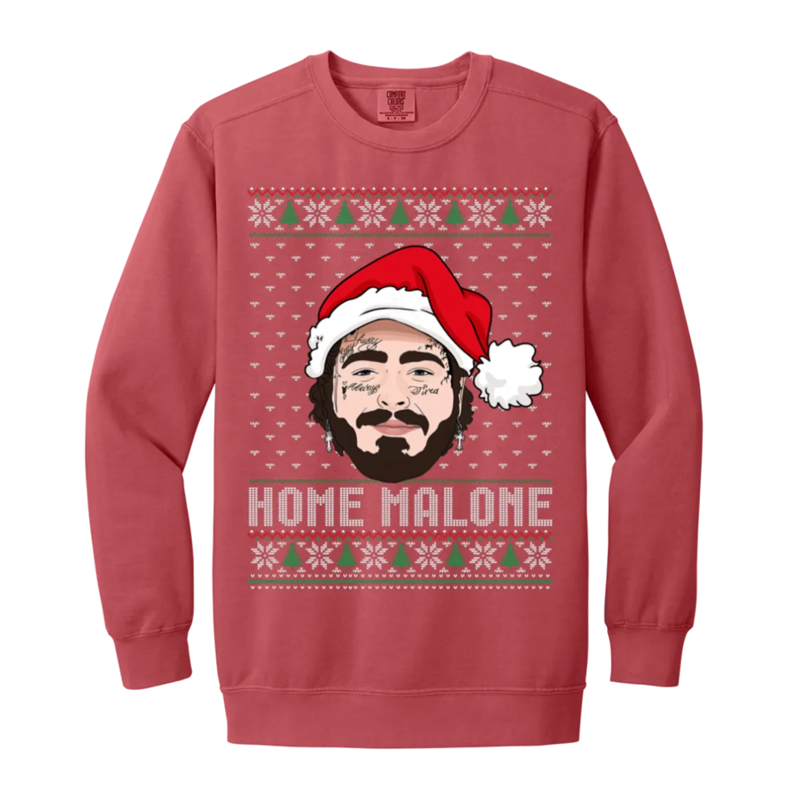 Home Malone Comfort Colors Crewneck Sweatshirt – Post Malone & Home Alone Inspired Ugly Christmas Sweater