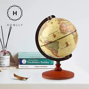 Homlly Wooden Base Retro World Globe (14cm Dia)