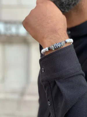 Howlite Stainless Steel Beaded Bracelet