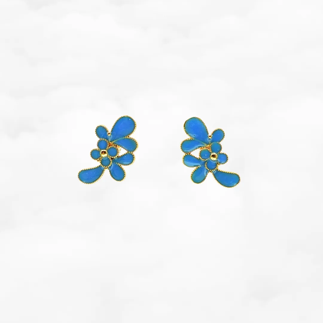 Imitation Kingfisher Flower Studs