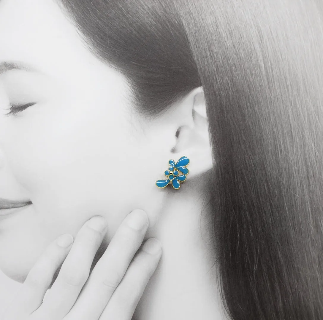 Imitation Kingfisher Flower Studs