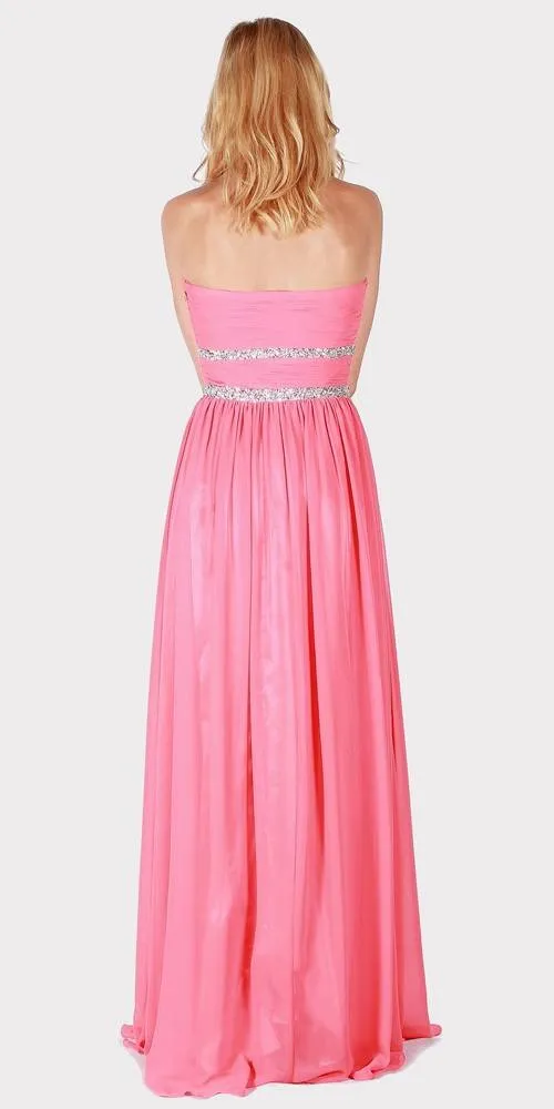 J&J Fashion 1309 Strapless A-line Long Formal Dress Ruched Bodice