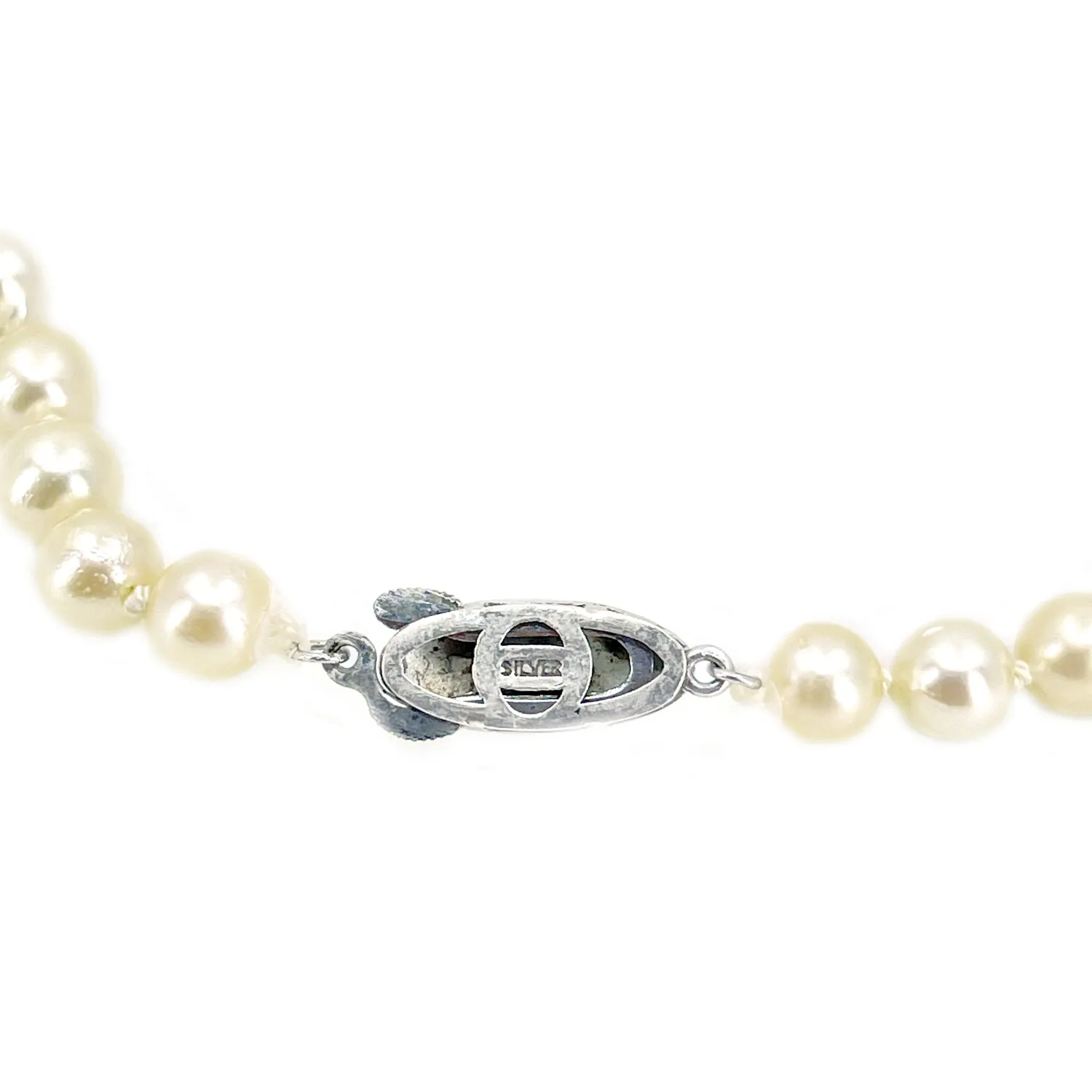Japanese Deco Engraved Saltwater Akoya Cultured Pearl Bracelet- Sterling Silver