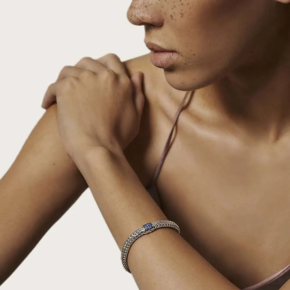 John Hardy Classic Chain Bracelet with Blue Sapphire Clasp
