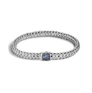 John Hardy Classic Chain Bracelet with Blue Sapphire Clasp