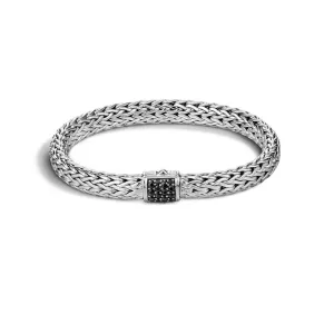John Hardy Medium Classic Chain Lava Bracelet with Black Sapphire Clasp