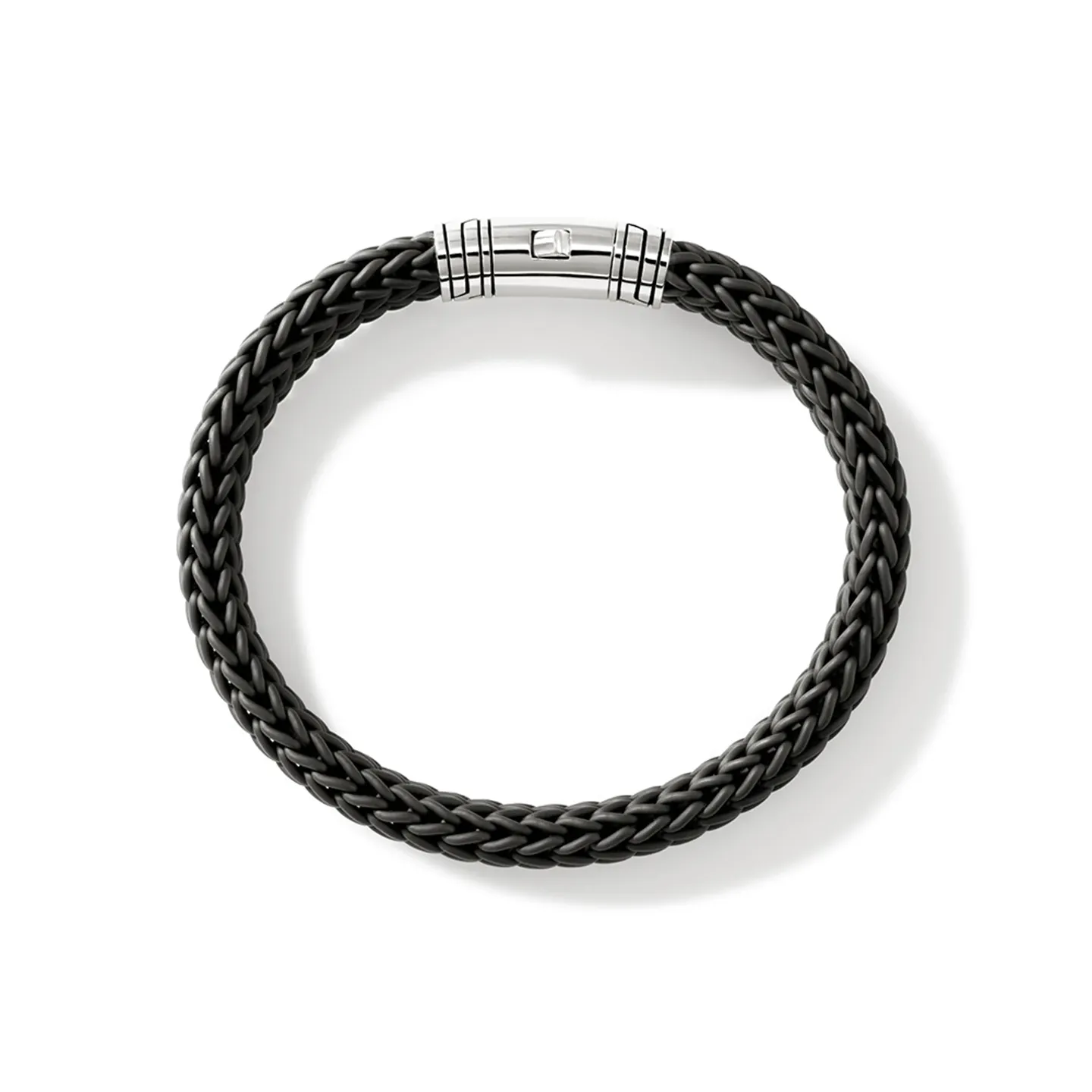 John Hardy Sterling Silver and Black Rubber Bracelet