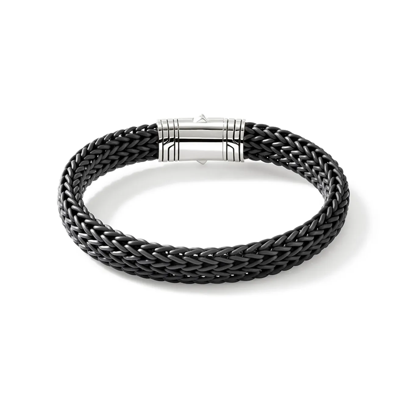 John Hardy Sterling Silver and Black Rubber Bracelet
