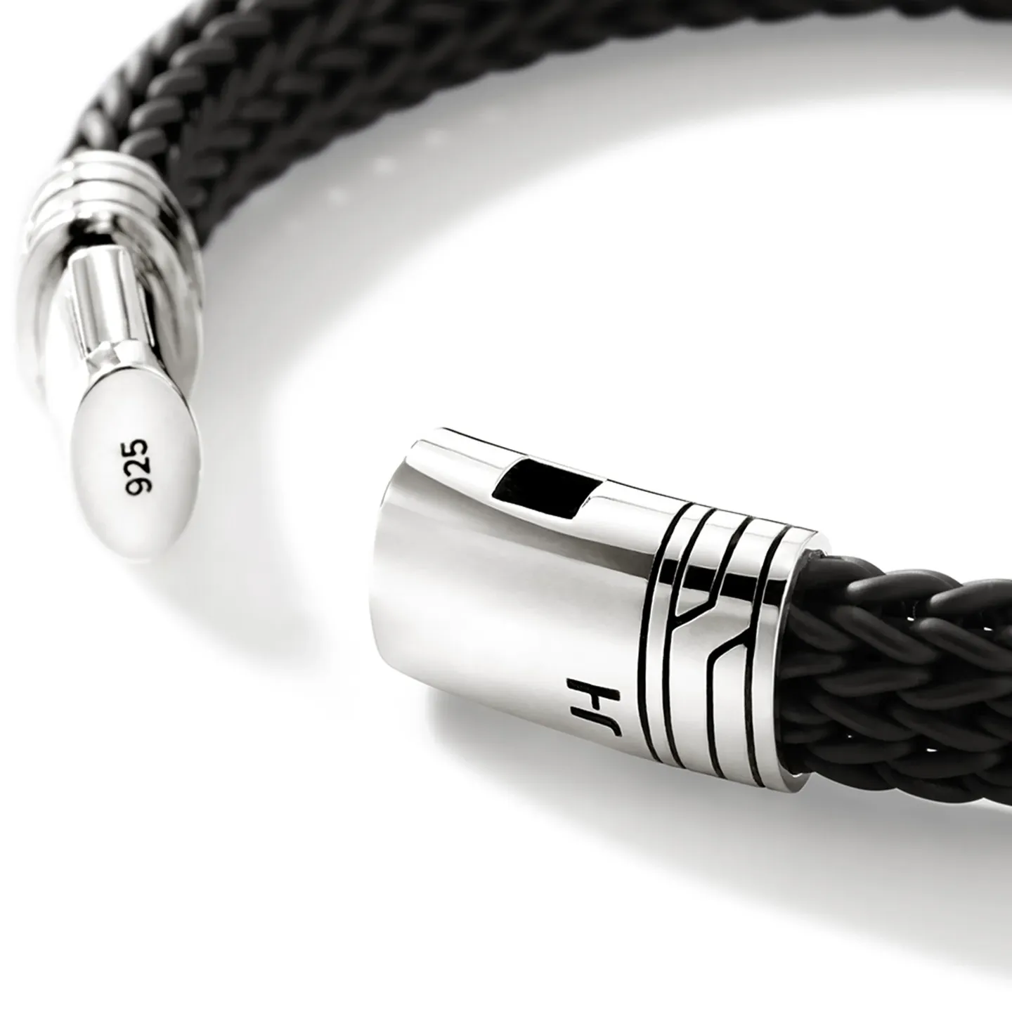 John Hardy Sterling Silver and Black Rubber Bracelet