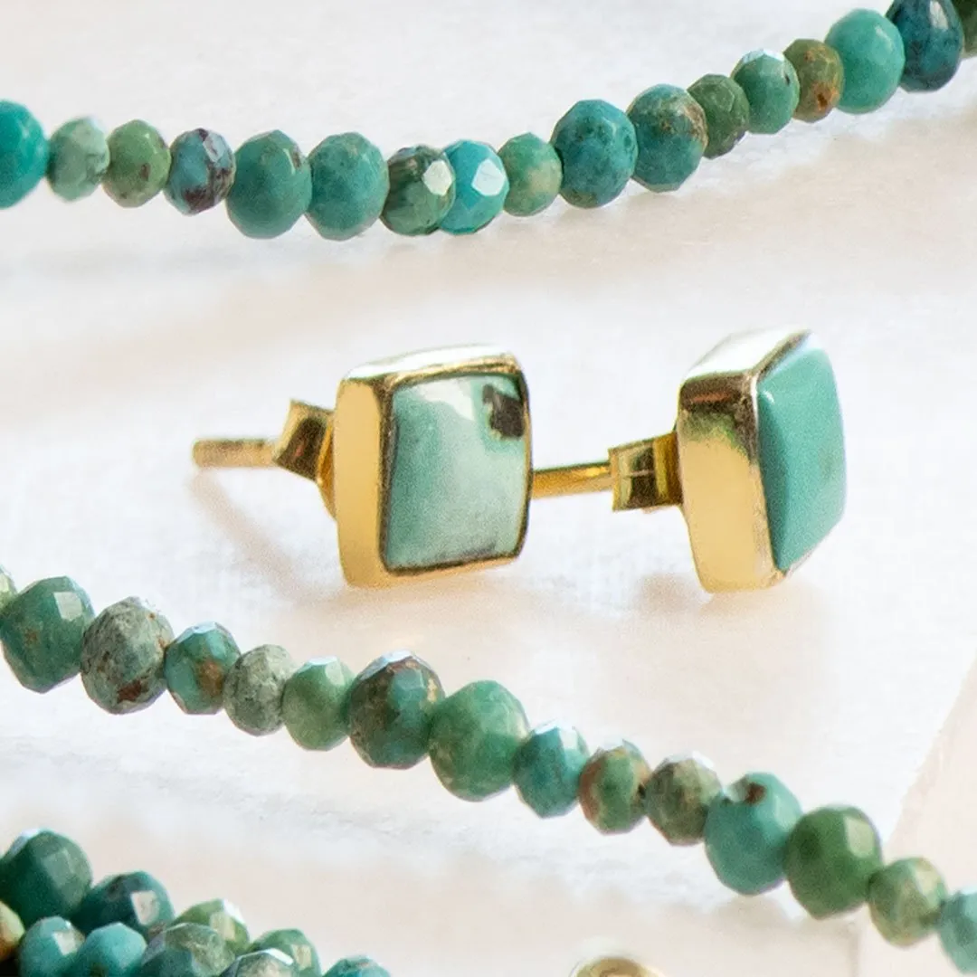 Keepsake - Turquoise and 14K Gold Vermeil Silver Stirrup Charm Necklace