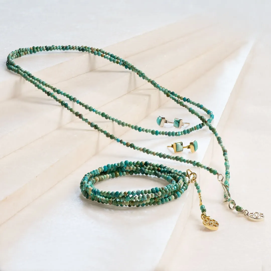 Keepsake - Turquoise and 14K Gold Vermeil Silver Stirrup Charm Necklace