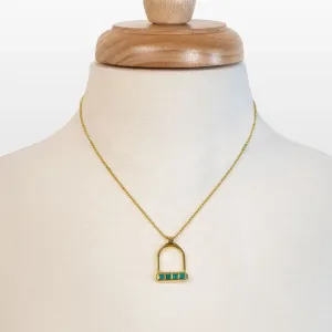 Keepsake - Turquoise and 14K Gold Vermeil Silver Stirrup Charm Necklace