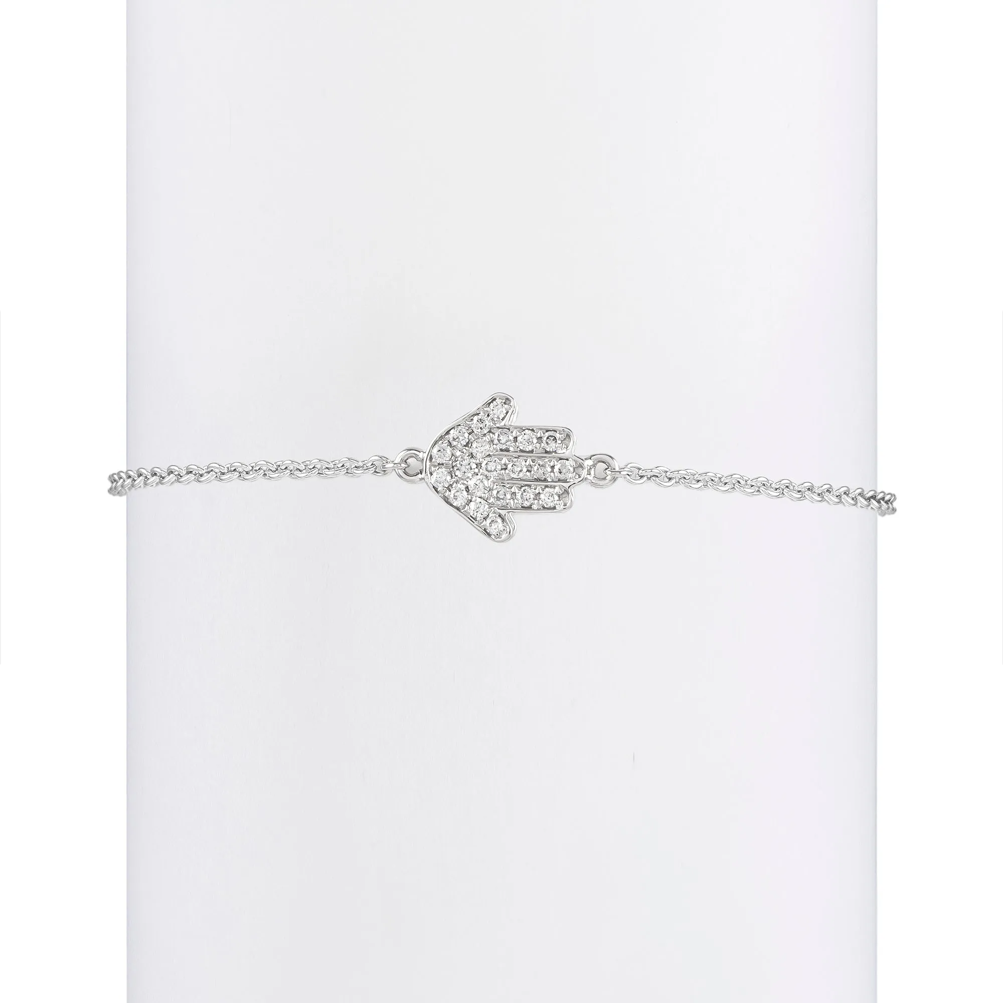 Kid's White Diamond Baby Hamsa Bracelet