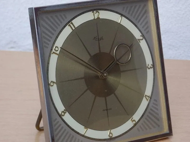 Kienzle Square Brass Jeweled Desk Clock