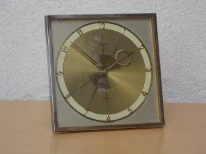 Kienzle Square Brass Jeweled Desk Clock