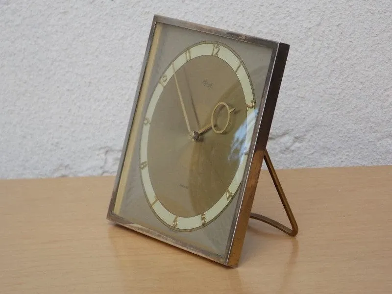 Kienzle Square Brass Jeweled Desk Clock