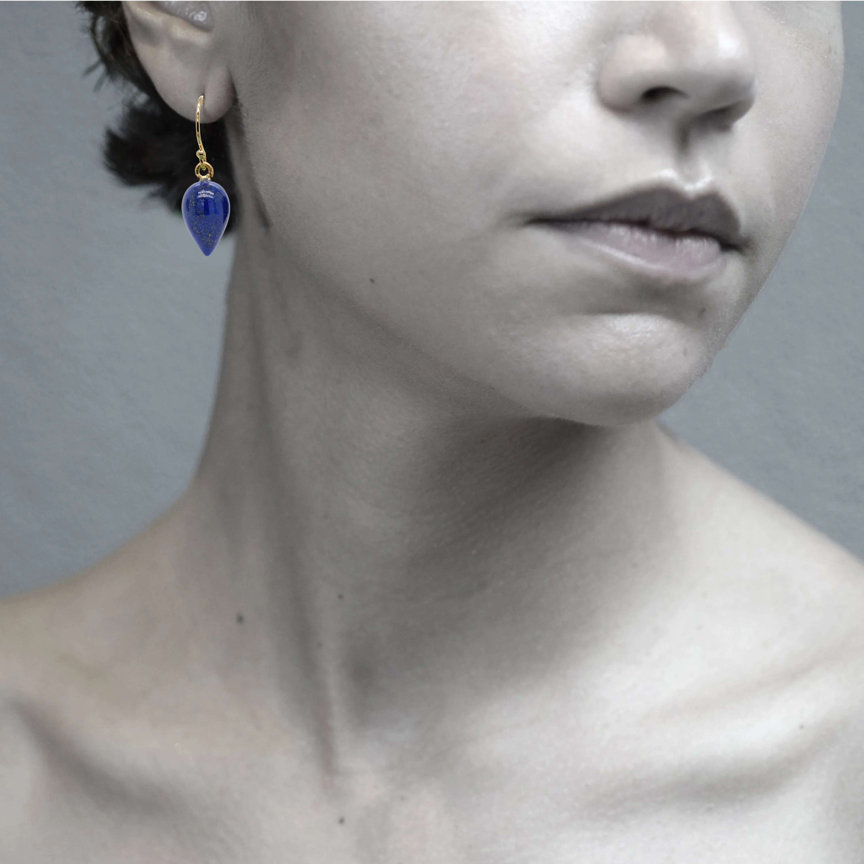Lapis Drop Gold Earrings