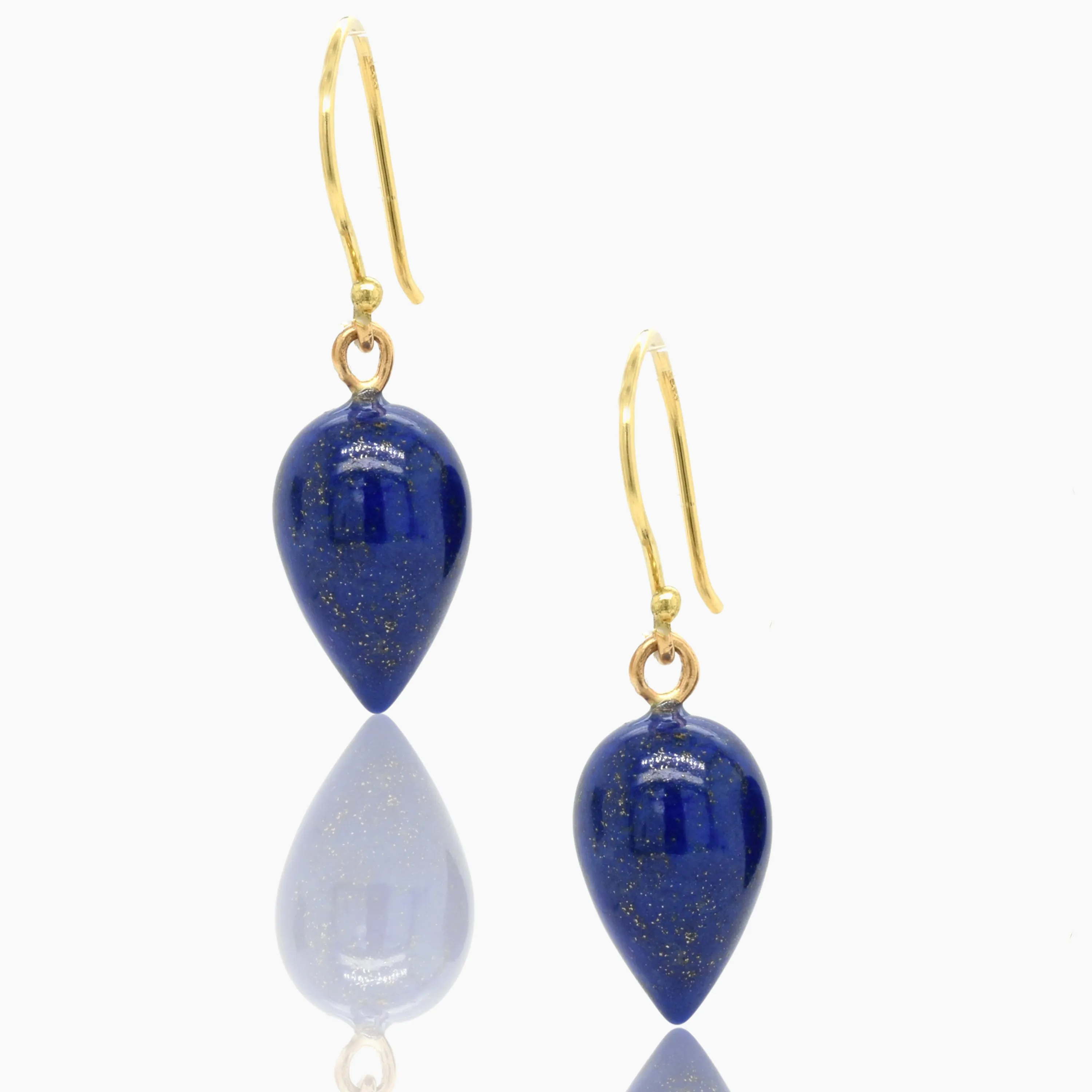 Lapis Drop Gold Earrings