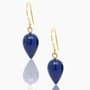 Lapis Drop Gold Earrings