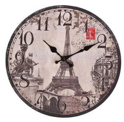 Large Eiffel Tower Round Clock