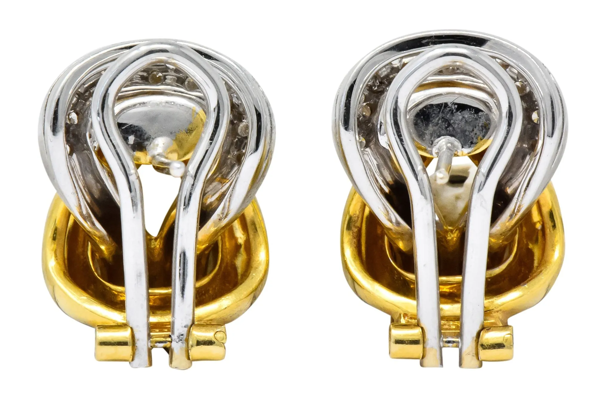 Leo Pizzo Vintage 0.78 CTW Diamond 18 Karat Two-Tone Gold Italian Earrings