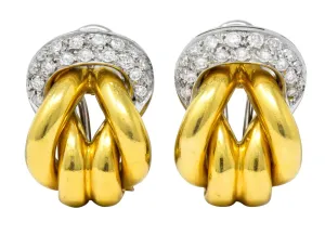 Leo Pizzo Vintage 0.78 CTW Diamond 18 Karat Two-Tone Gold Italian Earrings